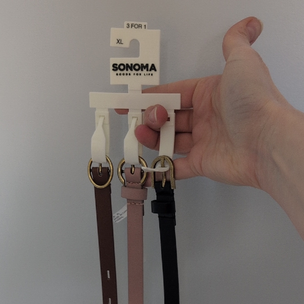 Sonoma Trio Belt Set - Brown, Pink, Black, 44" Length. Fits Up To 32" Waist, XL - Picture 2 of 4